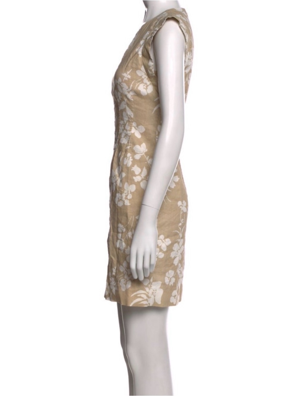 Veronica Beard Beige and White Floral Mini Dress, Sz 12 - Picture 2 of 3